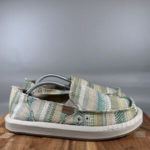 Sanuk Women's 9 Donna Soft Top Artesano Blue Green Slip On Shoes 1128474